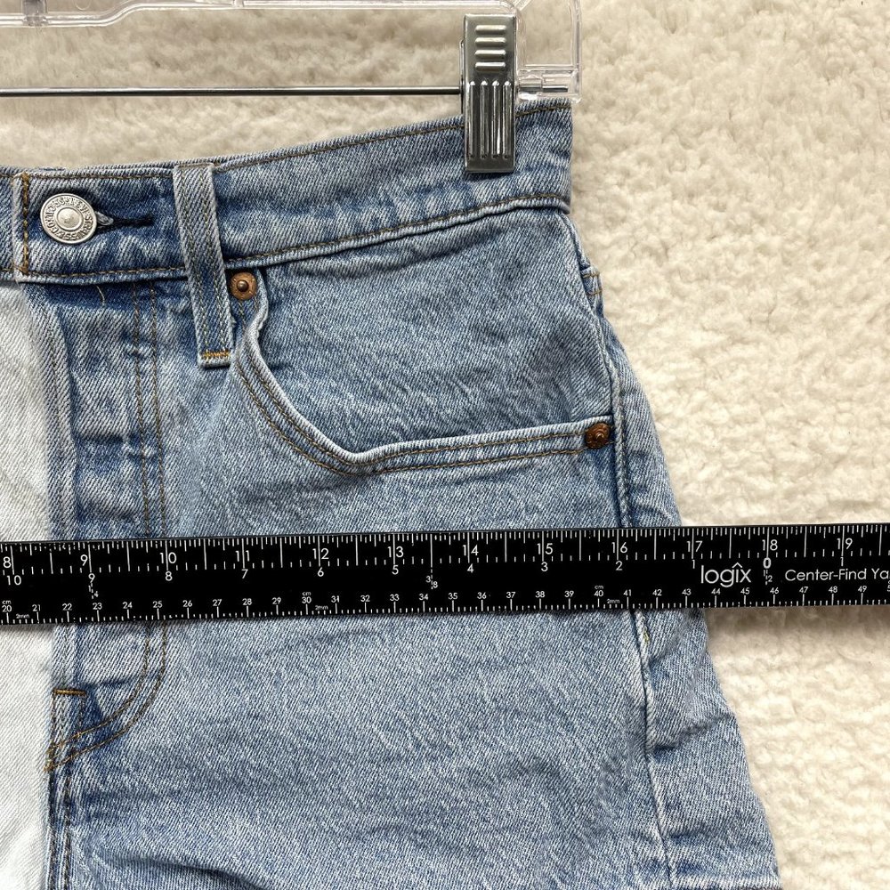 Levi's 501 Denim Shorts Womens 6 27 Two Tone Split Dye Mid Rise Button Fly - Picture 7 of 11